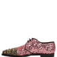 Pink Sequin Embellished Men Derby Dress Shoes