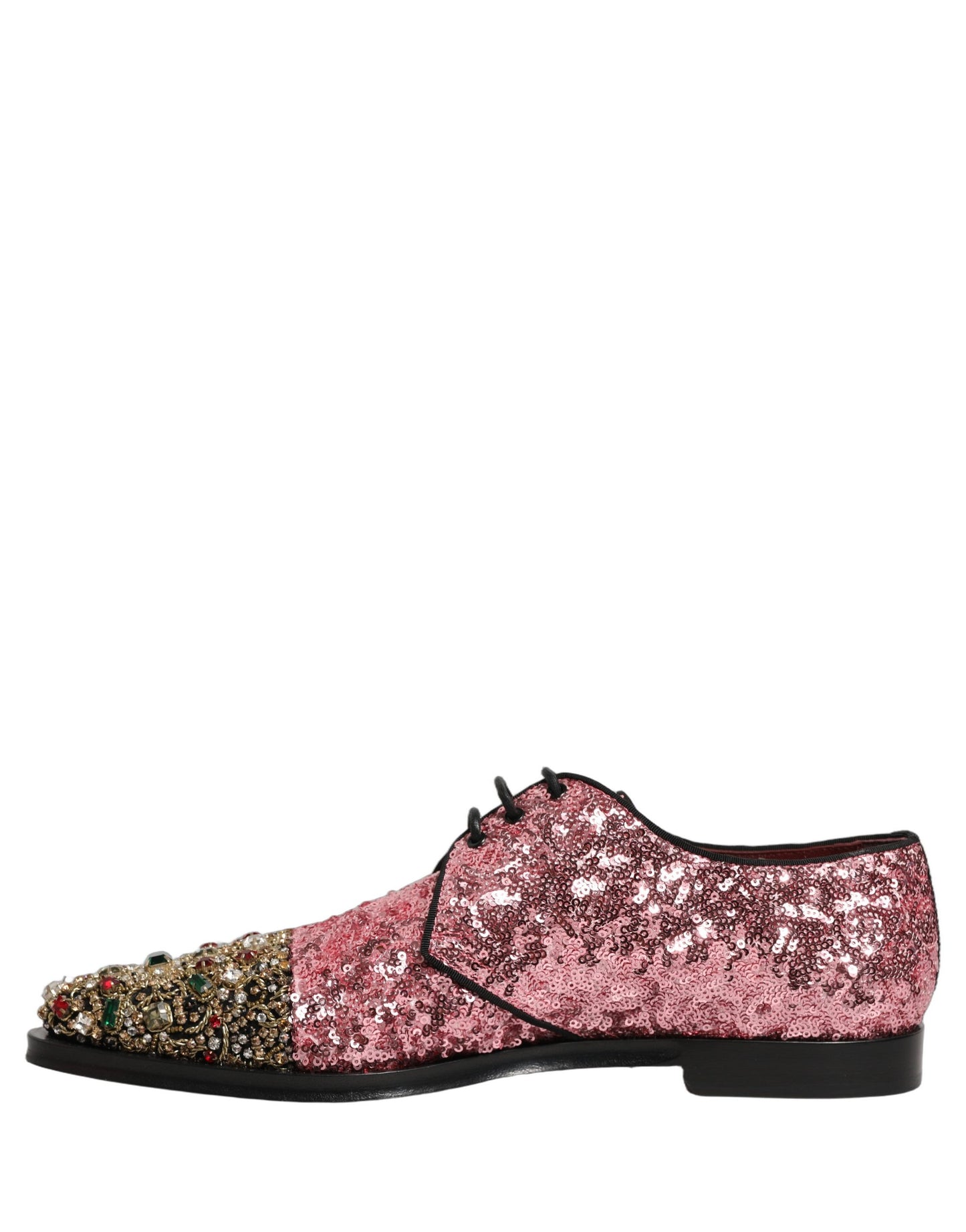 Pink Sequin Embellished Men Derby Dress Shoes