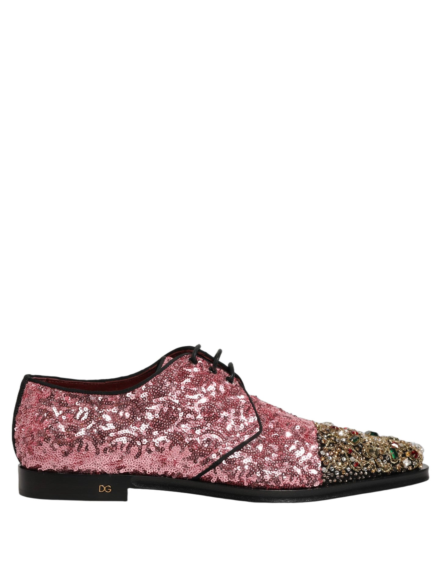 Pink Sequin Embellished Men Derby Dress Shoes