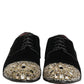 Black Suede Embellished Derby Dress Shoes