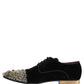 Black Suede Embellished Derby Dress Shoes