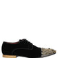 Black Suede Embellished Derby Dress Shoes