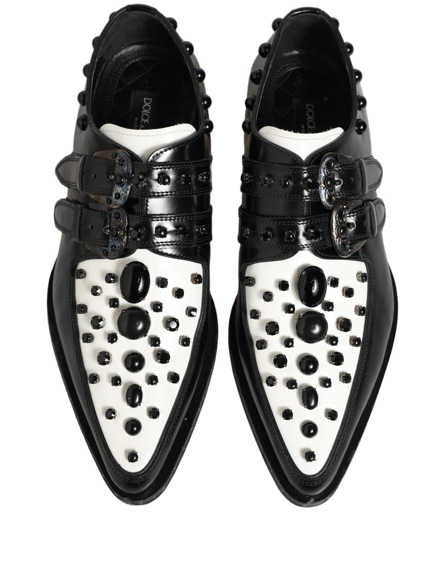 Black Leather Studded Formal Monk Strap Shoes