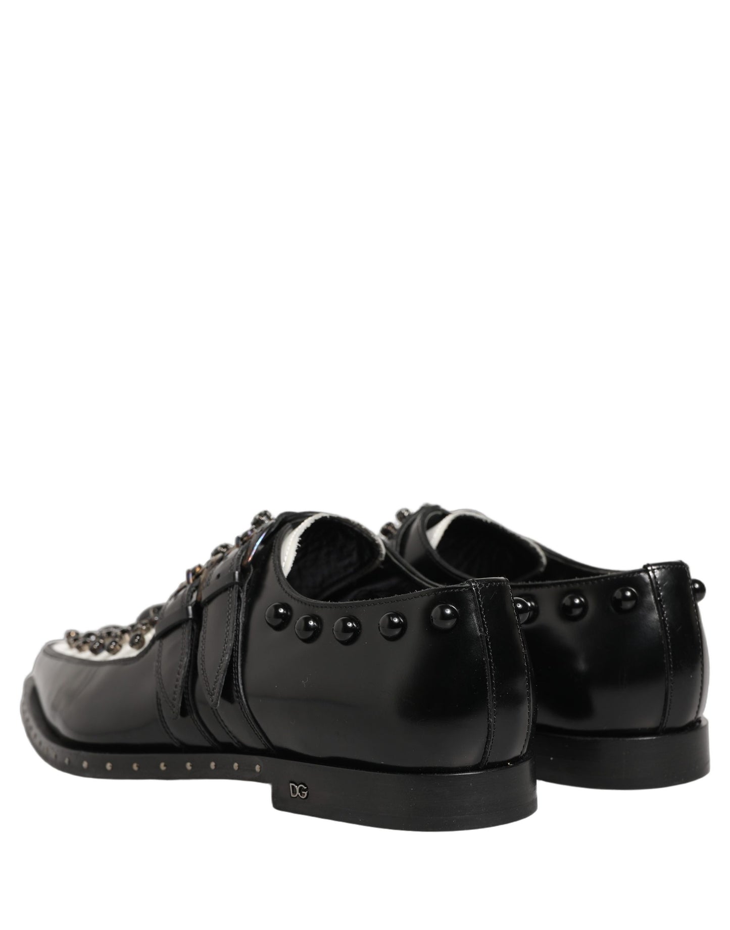 Black Leather Studded Formal Monk Strap Shoes