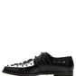 Black Leather Studded Formal Monk Strap Shoes