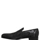Black Brocade Men Slip On Dress Loafers Shoes