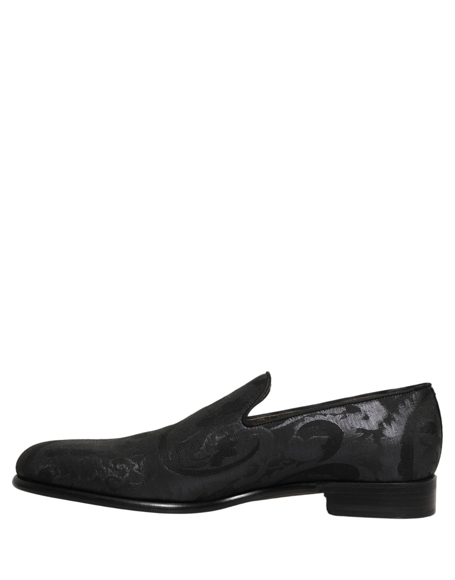 Black Brocade Men Slip On Dress Loafers Shoes