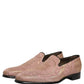 Pink Brocade Men Slip On Dress Loafers Shoes