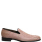 Pink Brocade Men Slip On Dress Loafers Shoes