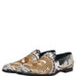 White Gold Sequined Slip On Loafers Shoes