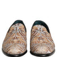 Gold Brocade Baroque Men Loafers Shoes