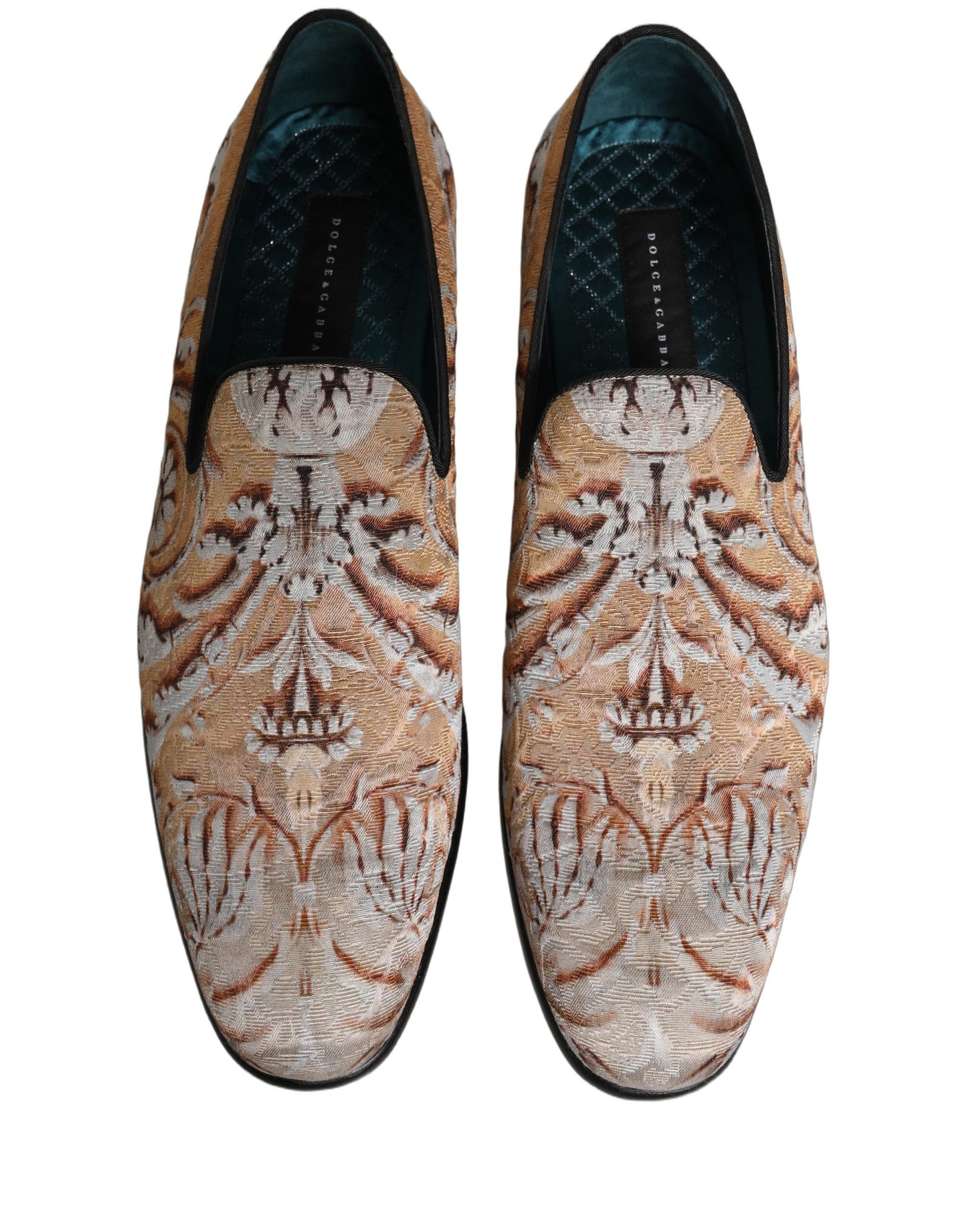 Gold Brocade Baroque Men Loafers Shoes