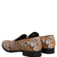 Gold Brocade Baroque Men Loafers Shoes
