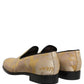 Gold Floral Print Jacquard Men Loafers Shoes