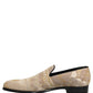 Gold Floral Print Jacquard Men Loafers Shoes