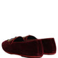 Burgundy Velvet Crown Slip On Loafers Shoes