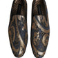 Blue Brocade Slip On Men Dress Loafers Shoes