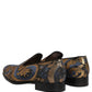 Blue Brocade Slip On Men Dress Loafers Shoes