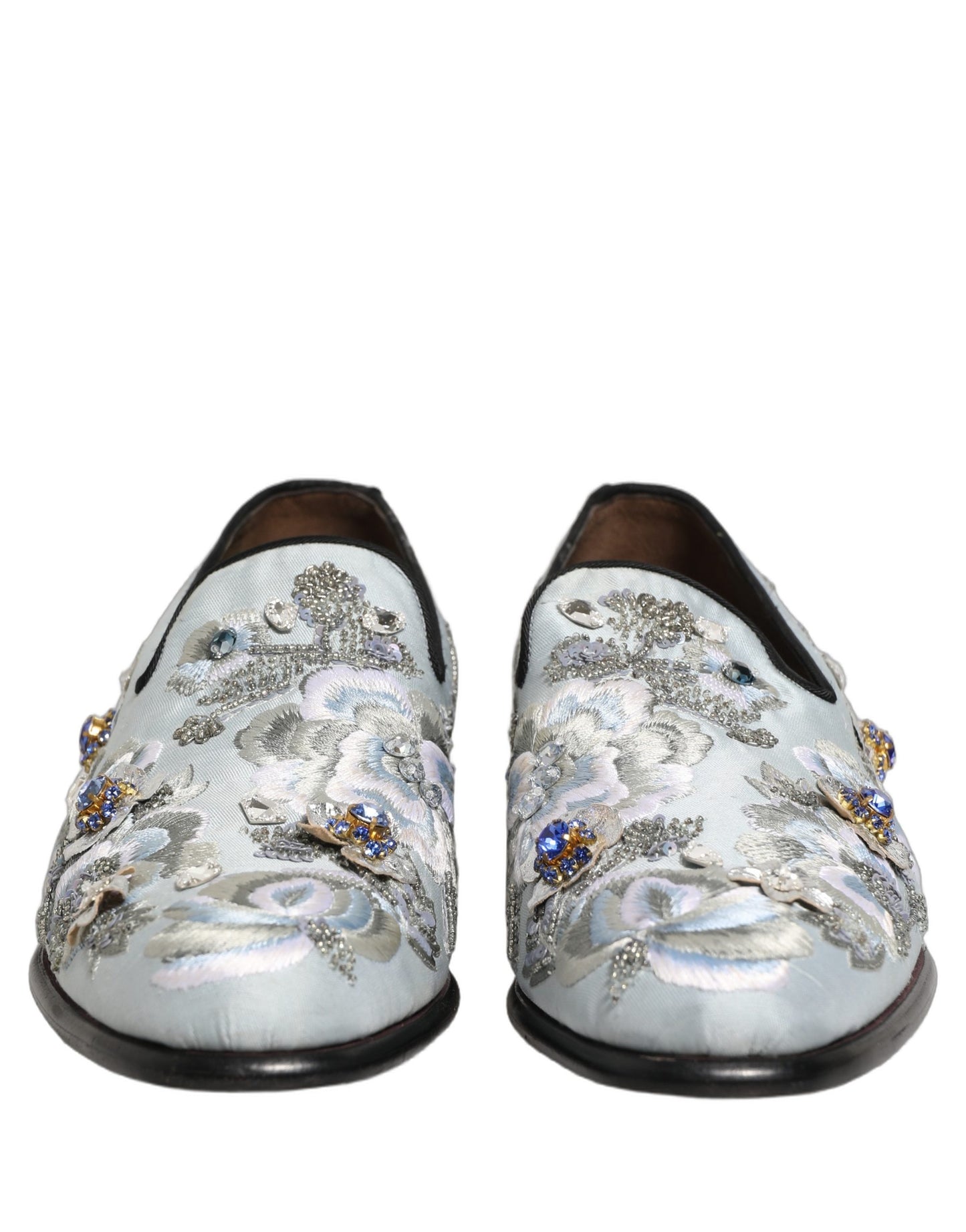 White Floral Embellished Men Loafers  Shoes