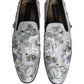 White Floral Embellished Men Loafers  Shoes