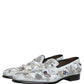 White Floral Embellished Men Loafers  Shoes