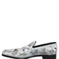 White Floral Embellished Men Loafers  Shoes