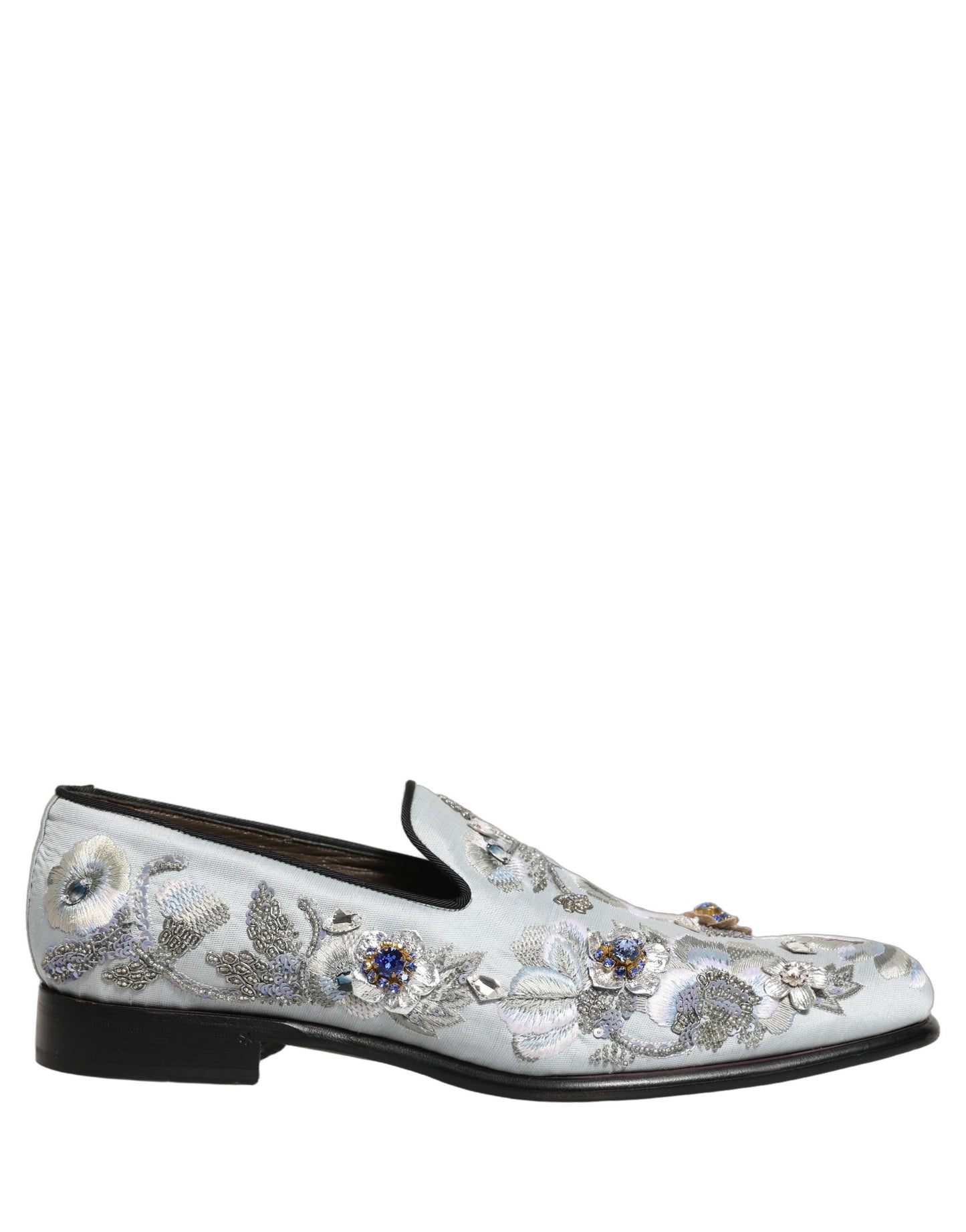 White Floral Embellished Men Loafers  Shoes