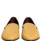 Yellow Woven Men Slip On Dress Loafers Shoes