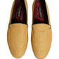 Yellow Woven Men Slip On Dress Loafers Shoes