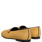 Yellow Woven Men Slip On Dress Loafers Shoes