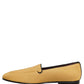 Yellow Woven Men Slip On Dress Loafers Shoes