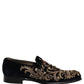 Black Velvet Embellished Dress Loafers Shoes
