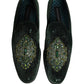 Green Velvet Embellished Dress Loafers Shoes