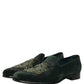 Green Velvet Embellished Dress Loafers Shoes