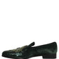 Green Velvet Embellished Dress Loafers Shoes