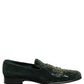Green Velvet Embellished Dress Loafers Shoes