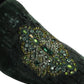 Green Velvet Embellished Dress Loafers Shoes