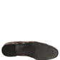 Gold Striped Sequin Embellished Loafer Shoes