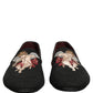 Black Baroque Angel Crown Rose Loafers Shoes