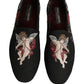 Black Baroque Angel Crown Rose Loafers Shoes