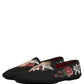 Black Baroque Angel Crown Rose Loafers Shoes