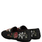 Black Baroque Angel Crown Rose Loafers Shoes