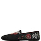Black Baroque Angel Crown Rose Loafers Shoes