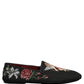 Black Baroque Angel Crown Rose Loafers Shoes