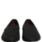 Black Woven Men Slip On Dress Loafers Shoes