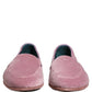 Pink Velvet Slip On Men Flats Loafers Shoes