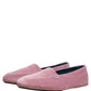Pink Velvet Slip On Men Flats Loafers Shoes