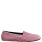 Pink Velvet Slip On Men Flats Loafers Shoes