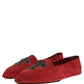 Red Suede Cross Slip On Dress Loafers Shoes