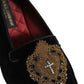 Black Velvet Sacred Heart Dress Loafers Shoes